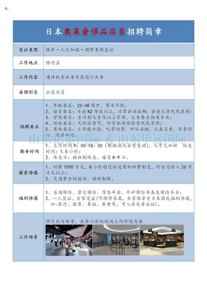 日本工作簽奢侈品銷售招聘 月薪1.2萬+可攜帶家屬長期發(fā)展